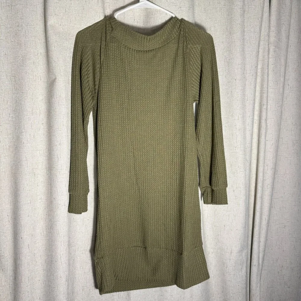 Anna Kaci Olive Medium Waffle Knit Top Women Casual Textured Cozy - Picture 2 of 2